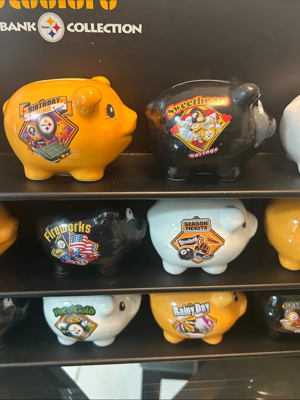 RARE Willabee & Ward 15 Steelers Piggy Bank Collection Wall Display